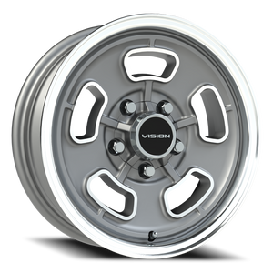 Vision Wheel 148 Satin Grey Machined Face/Lip 15x5.5 +7 5x114.3mm 83mm - Wheelwiz