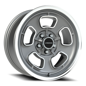 Vision Wheel 148 Satin Grey Machined Face/Lip 17x8 0 5x120.65mm 83mm - Wheelwiz