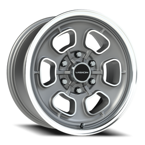 Vision Wheel 148 Satin Grey Machined Face/Lip 17x8 0 6x139.7mm 78.1mm - Wheelwiz