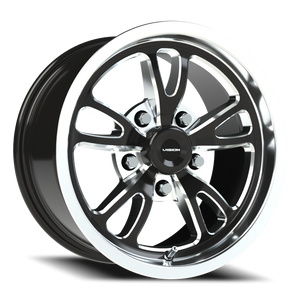 Vision Wheel 149 Gloss Black Milled Spoke Polished Lip 15x8 +27 5x114.3mm 83.1mm - Wheelwiz