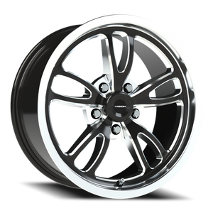 Vision Wheel 149 Gloss Black Milled Spoke Polished Lip 17x8 +25 5x120.65mm 83.1mm - Wheelwiz