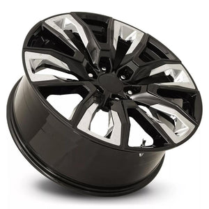 Factory Reproductions FR 207 Gloss Black With Chrome Inserts 22x9 +28 6x139.7mm 78.1mm
