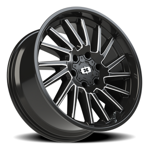Vision Wheel 306 Gloss Black Milled Spoke 20x9 -12 6x139.7mm 106.2mm - Wheelwiz