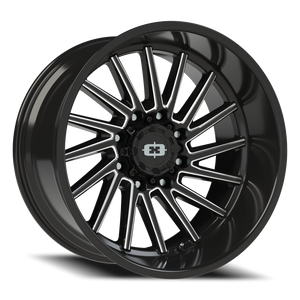 Vision Wheel 306 Gloss Black Milled Spoke 22x12 -51 8x170mm 125.2mm - Wheelwiz