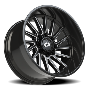 Vision Wheel 306 Gloss Black Milled Spoke 22x12 -51 8x165.1mm 125.2mm - Wheelwiz