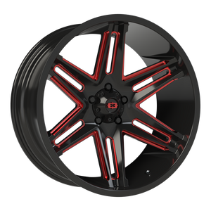 Vision Wheel 363 Gloss Black Milled Spoke with Red Tint 22x10 -19 5x127mm 78.1mm - Wheelwiz