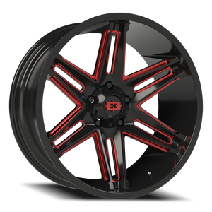 Vision Wheel 363 Gloss Black Milled Spoke with Red Tint 22x10 -19 5x139.7mm 108mm - Wheelwiz
