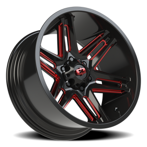 Vision Wheel 363 Gloss Black Milled Spoke with Red Tint 20x10 -25 6x135mm 87.1mm - Wheelwiz