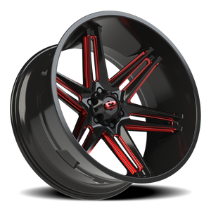 Vision Wheel 363 Gloss Black Milled Spoke with Red Tint 24x12 -51 6x139.7mm 106.2mm - Wheelwiz