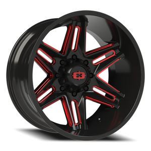 Vision Wheel 363 Gloss Black Milled Spoke with Red Tint 22x12 -51 8x180mm 124.2mm - Wheelwiz