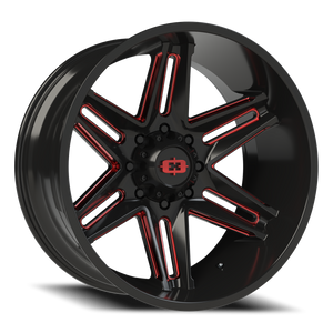 Vision Wheel 363 Gloss Black Milled Spoke with Red Tint 24x12 -51 8x170mm 125.2mm - Wheelwiz