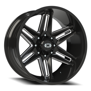 Vision Wheel 363 Gloss Black Milled Spoke 24x12 -51 8x165.1mm 125.2mm - Wheelwiz