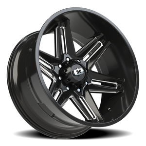 Vision Wheel 363 Gloss Black Milled Spoke 24x12 -51 8x165.1mm 125.2mm - Wheelwiz