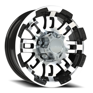 Vision Wheel 375 Gloss Black Machined Face 14x5.5 0 5x114.3mm 83mm - Wheelwiz
