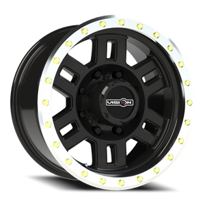 Vision Wheel 398 Gloss Black Machined Lip 17x8.5 0 8x170mm 125.2mm - Wheelwiz