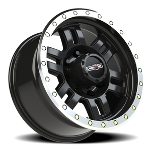 Vision Wheel 398 Gloss Black Machined Lip 18x9 -12 8x170mm 125.2mm - Wheelwiz