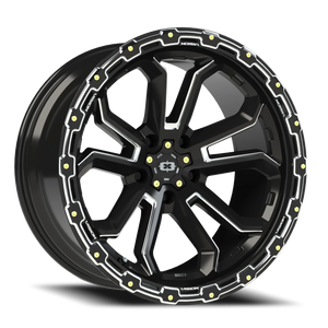 Vision Wheel 405 Gloss Black Milled Spoke 20x10 -25 5x127mm 78.1mm - Wheelwiz