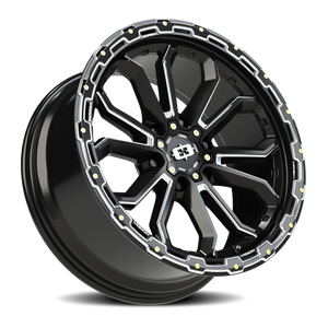 Vision Wheel 405 Gloss Black Milled Spoke 20x9 +12 6x139.7mm 106.2mm - Wheelwiz