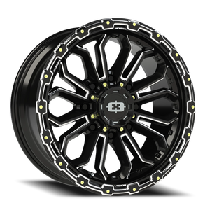 Vision Wheel 405 Gloss Black Milled Spoke 20x9 +12 8x180mm 124.2mm - Wheelwiz