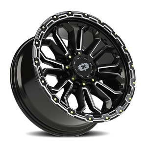 Vision Wheel 405 Gloss Black Milled Spoke 20x9 +12 8x180mm 124.2mm - Wheelwiz
