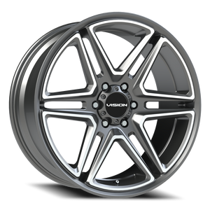 Vision Wheel 476 Gunmetal Machined Face 22x9.5 +15 6x139.7mm 78.1mm - Wheelwiz