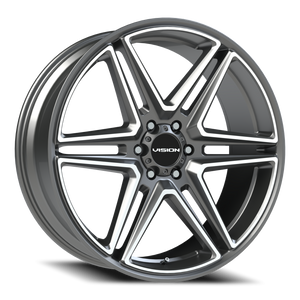 Vision Wheel 476 Gunmetal Machined Face 24x9.5 +30 6x135mm 87.1mm - Wheelwiz