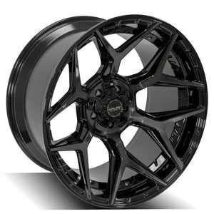 4Play Gen3 4P06 Gloss Black w/ Brushed Face & Tinted Clear 22x12.0 -44 5x127|5x139.7mm 87.1mm - Wheelwiz