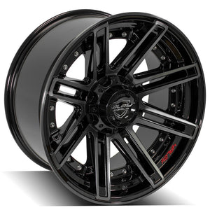 4Play Gen2 4P08 Gloss Black w/ Brushed Face & Tinted Clear 20x10.0 -24 5x127|5x139.7mm 87.1mm - Wheelwiz