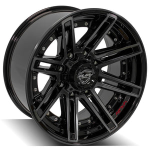 4Play Gen2 4P08 Gloss Black w/ Brushed Face & Tinted Clear 20x10.0 -24 8x165.1mm 124.9mm - Wheelwiz