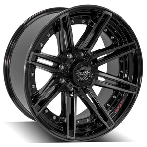 4Play Gen2 4P08 Gloss Black w/ Brushed Face & Tinted Clear 22x10.0 -24 8x180mm 124.1mm - Wheelwiz
