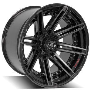 4Play Gen2 4P08 Gloss Black w/ Brushed Face & Tinted Clear 22x12.0 -44 5x127|5x139.7mm 87.1mm - Wheelwiz