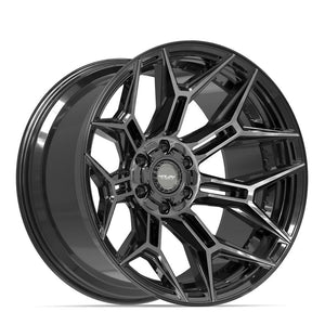 4Play 4P44 Gloss Black Brushed with Tinted Clear 22x12 -44 6x135|6x139.7mm 106.1mm - Wheelwiz