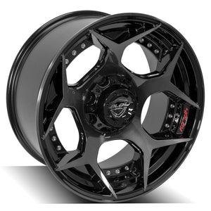 4Play Gen2 4P50 Gloss Black w/ Brushed Face & Tinted Clear 20x10.0 -24 5x127|5x139.7mm 87.1mm - Wheelwiz
