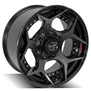 4Play Gen2 4P50 Gloss Black w/ Brushed Face & Tinted Clear 20x10.0 -24 8x165.1mm 124.9mm - Wheelwiz
