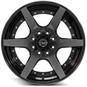 4Play Gen2 4P60 Gloss Black w/ Brushed Face & Tinted Clear 22x10.0 -24 8x180mm 124.1mm - Wheelwiz