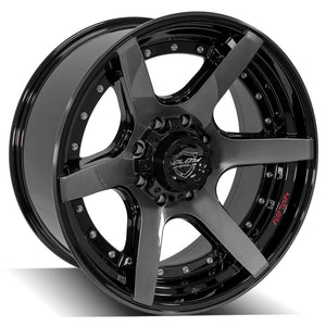 4Play Gen2 4P60 Gloss Black w/ Brushed Face & Tinted Clear 22x10.0 -24 8x180mm 124.1mm - Wheelwiz