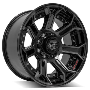 4Play Gen2 4P70 Gloss Black w/ Brushed Face & Tinted Clear 20x10.0 -24 8x180mm 124.1mm - Wheelwiz
