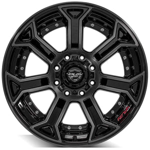 4Play Gen2 4P70 Gloss Black w/ Brushed Face & Tinted Clear 22x12.0 -44 8x180mm 124.1mm - Wheelwiz
