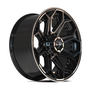 4Play Gen2 4P80R Gloss Black w/ Brushed Face & Tinted Clear 20x9.0 0 8x165.1mm 124.9mm - Wheelwiz