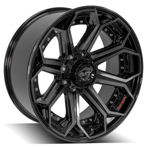 4Play Gen2 4P80R Gloss Black w/ Brushed Face & Tinted Clear 22x10.0 -24 8x170mm 124.9mm - Wheelwiz