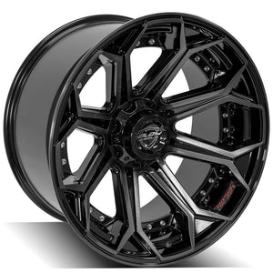 4Play Gen2 4P80R Gloss Black w/ Brushed Face & Tinted Clear 22x12.0 -44 6x139.7|6x135mm 106.1mm - Wheelwiz