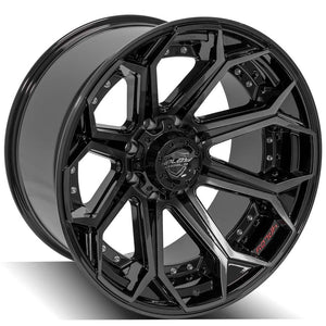 4Play Gen2 4P80R Gloss Black w/ Brushed Face & Tinted Clear 22x12.0 -44 8x180mm 124.1mm - Wheelwiz