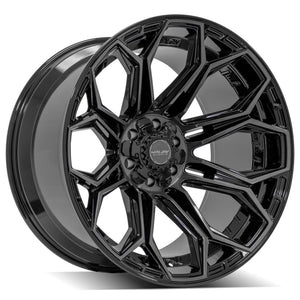 4Play Gen3 4P83 Gloss Black w/ Brushed Face & Tinted Clear 22x12.0 -44 6x139.7|6x135mm 106.1mm - Wheelwiz