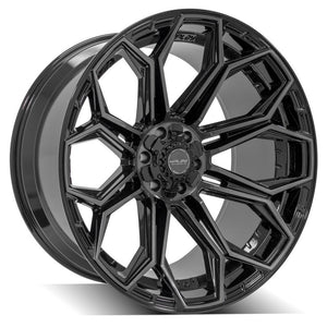 4Play Gen3 4P83 Gloss Black w/ Brushed Face & Tinted Clear 24x12.0 -44 6x139.7|6x135mm 106.1mm - Wheelwiz