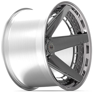 4Play Forged Series 4PF5 Brushed w/ Tinted Clear Center & Polished Barrel 24x14.0 -76 6x135|6x139.7mm 106.1mm