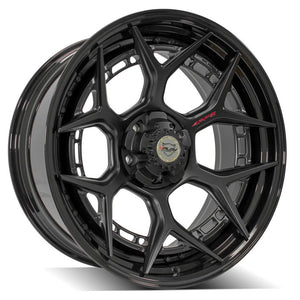 4Play Forged Series 4PF6 Matte Black Center w/ Gloss Black Barrel 22x10.0 -18 5x127|5x139.7mm 87.1mm