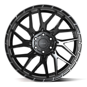 4Play 4PS28 Gloss Black Brushed with Tinted Clear 22x10 +24 6x135|6x139.7mm 106.1mm
