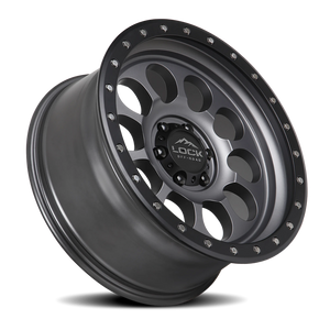 Lock Offroad 50CAL Matte Grey W/ Matte Black Ring 17x9 -12 6x139.7mm 106.2mm