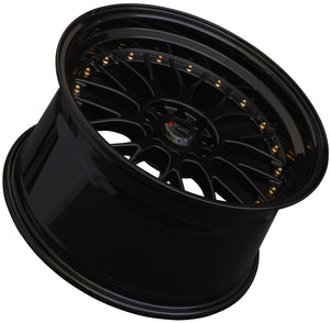 XXR Wheels 521 Black / Gold Rivets 17x7 +38 5x100|5x114.3 73.1mm - Wheelwiz
