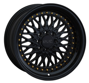 XXR Wheels 536 Black / Gold Rivets 15x8 0 4x100|4x114.3 73.1mm - Wheelwiz